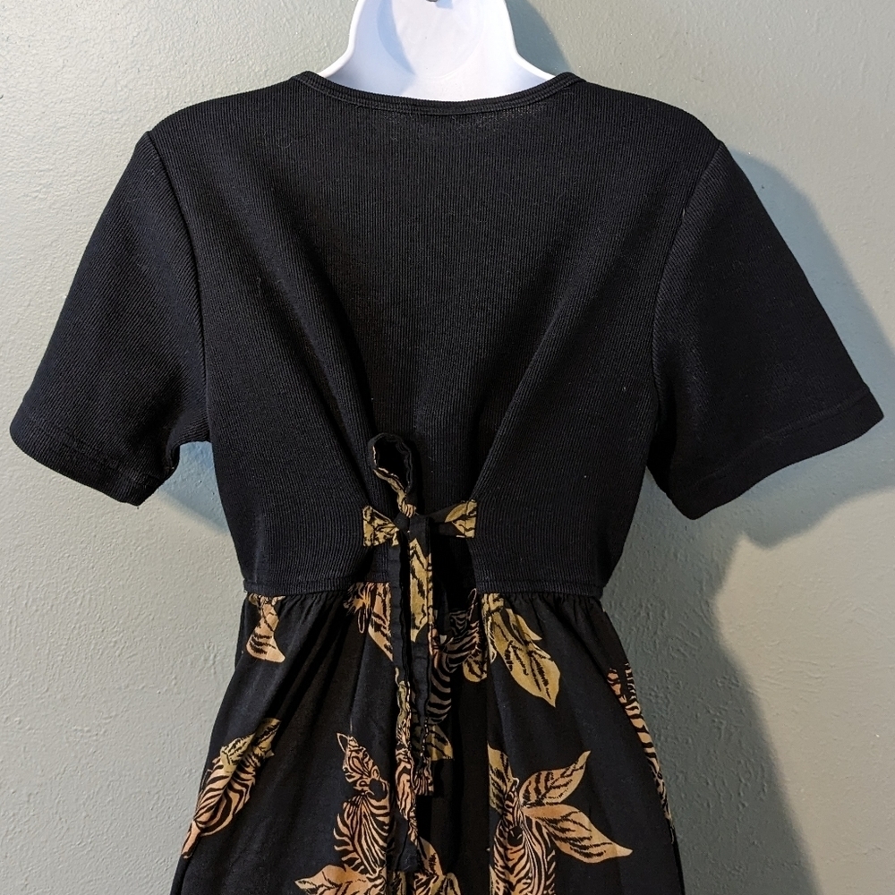 Vintage 90's Zebra Print Embroidered Maxi Dress Size M - Picture 6 of 7